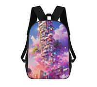 sinyumoney Neon Skyscraper Dreamscape -2 Sac À Dos Scolaire Pour Enfants, Imprimé En 3D, Tendance Et Décontracté, Pour Garçons, Élèves Du Primaire Et Du Collège 17inch