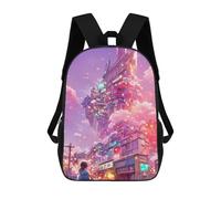 sinyumoney Neon Skyscraper Dreamscape Sac À Dos Scolaire Imprimé En 3D Pour Enfants, Sac À Dos De Voyage Tendance Et Décontracté Pour Écoliers 17inch