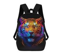 sinyumoney Neon Tiger Art Print-3 Sacs À Dos Imprimés En 3D Pour Enfants 17inch Sacs À Dos Tendance Et Décontractés Pour La Journée, Sacs De Voyage, Sacs À Dos D'extérieur Pour Garçons Et Filles