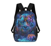sinyumoney Neon Tiger Art Print-7 Sac À Dos Scolaire Pour Enfants, Imprimé En 3D, Sac À Dos Tendance Pour Garçons, Élèves Du Primaire Et Du Collège 17inch