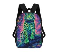 sinyumoney Neon Tiger in Fantasy Forest Sac À Dos Scolaire Pour Enfants, Imprimé En 3D, Sac À Dos Tendance Pour Garçons, Élèves Du Primaire Et Du Collège 17inch