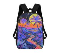 sinyumoney Neon Tropical Sunset Scene Sac À Dos Scolaire Imprimé En 3D Pour Enfants, Sac À Dos De Voyage Tendance Et Décontracté Pour Écoliers 17inch