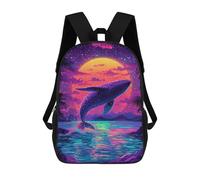 sinyumoney Neon Whale Sunset Art Print Sac À Dos Scolaire Imperméable Pour Ordinateur Portable - Idéal Pour Les Voyages, Le Travail Et Un Usage Quotidien 17inch