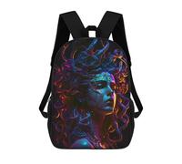 sinyumoney Neon Whimsy Abstract Portrait Sac À Dos Enfant, Cartable Imprimé En 3D Pour Garçons Et Adolescents 17inch