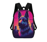 sinyumoney Neon Wolf Cityscape Sac À Dos Scolaire Enfant Tendance Et Décontracté, Sac À Dos Imprimé En 3D Pour Garçon, Grand Sac À Dos 17inch