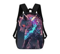 sinyumoney Neon Wolf Digital Art Sac À Dos Enfant, Cartable, Sacs À Dos Scolaires Imprimés En 3D Pour Élèves Du Primaire Et Du Collège, Cadeau D'anniversaire Pour Adolescents 17inch