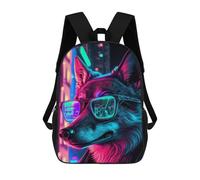 sinyumoney Neon Wolf Glasses Art-2 Sacs À Dos, Sac À Dos Enfant, Sac D'école, Sac À Dos De Voyage Imprimé En 3D, Accessoire De Mode, Sac À Dos Imperméable Pour Enfants 17inch