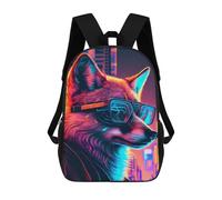 sinyumoney Neon Wolf Glasses Art Sac À Dos Enfant, Sac D'école, Sac À Dos Imprimé 3D Avec Motif De Dessin Animé, Grande Capacité, Pour Garçons Et Filles 17inch