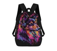 sinyumoney Neon Wolf Headphones Art Print Sacs À Dos Pour Enfants, Sac À Dos Scolaire Imprimé En 3D Pour Enfants, Sac À Dos De Voyage, Sac À Livres Pour Enfants 17inch Sac D'école