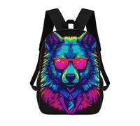 sinyumoney Neon Wolf in Suit Art Print Sac À Dos Scolaire Pour Enfants 17 Pouces, Sac À Dos Décontracté Pour Les Voyages, Grand Sac À Dos De Jour Pour Garçons Et Filles 17inch