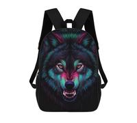 sinyumoney Neon Wolf Portrait Sac À Dos Scolaire Pour Adolescents, Imprimé En 3D, Ajustable, À Poches Tendance, Pour Enfants, Garçons, Filles, Étudiants Et Adolescents 17inch
