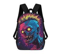 sinyumoney Neon Zombie Head Art Print Sacs À Dos Tendance Imprimés En 3D 17inch Sac D'école Décontracté Pour Enfants, Garçons, Élèves Du Primaire Et Du Collège