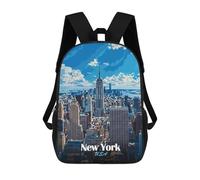 sinyumoney New York City Skyline Illustration Sac À Dos Enfant, Cartable Imprimé En 3D Pour Garçons Et Adolescents 17inch