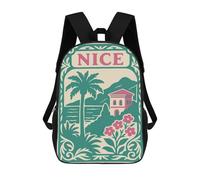 sinyumoney Nice Travel Poster Sac À Dos Pour Garçons Et Adolescents, Sacs À Dos Pour Filles, Sacs À Dos Pour Tout-petits, Sacs À Livres Pour L'école Primaire Et Le Collège 17inch