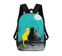 sinyumoney Night Cats Moon Watching Sac À Dos Scolaire Pour Enfants 17 Pouces, Sac À Dos Décontracté Pour Les Voyages, Grand Sac À Dos De Jour Pour Garçons Et Filles 17inch