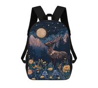sinyumoney Night Deer in The Mountains Sacs À Dos Scolaires Pour Enfants, Sac D'école Imprimé En 3D Pour Garçons, Élèves Du Primaire Et Du Collège 17inch