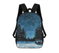 sinyumoney Night Drive in The Woods Sac À Dos Scolaire Enfant Tendance Et Décontracté, Sac À Dos Imprimé En 3D Pour Garçon, Grand Sac À Dos 17inch
