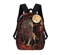 sinyumoney Night Lion Moon Illustration Sac À Dos Scolaire Imprimé En 3D Pour Garçons Et Filles, Sac À Dos Pour Enfants, Sac De Voyage 17inch