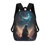 sinyumoney Night Sky Bear Gazing Sac À Dos Scolaire Pour Enfants, Imprimé En 3D, Pour Garçons, Élèves Du Primaire Et Du Collège 17inch