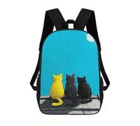 sinyumoney Nightly Trio Cats Under The Moon 17inch Sacs À Dos Scolaires Imprimés En 3D - Sacs À Dos Tendance Pour Garçons Du Primaire Et Du Collège