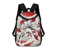 sinyumoney Nine-tailed Fox Digital Art 17inch Sacs À Dos Scolaires Imprimés En 3D - Sacs À Dos Tendance Pour Garçons Du Primaire Et Du Collège