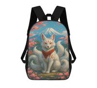 sinyumoney Nine-tailed Fox with Mount Fuji Sac À Dos Scolaire Pour Enfants, 43 Cm (17 Pouces), Imprimé En 3D, Pour Garçons, Élèves Du Primaire Et Du Collège
