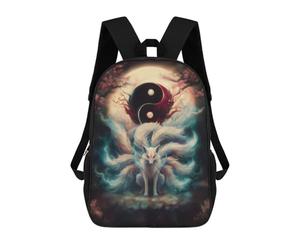 sinyumoney Nine-Tailed Fox Yin Yang Sac À Dos Imprimé En 3D Pour Enfants, Sac D'école, Sac De Voyage Grande Capacité, Sac À Livres, Sac À Dos Pour Enfants 17inch