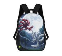 sinyumoney Nine-tailed Foxes Moonlight Sac À Dos Scolaire Pour Enfants 17 Pouces, Sac À Dos Décontracté Pour Les Voyages, Grand Sac À Dos De Jour Pour Garçons Et Filles 17inch