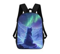 sinyumoney Northern Lights Cat Aurora Sac À Dos Enfant, Cartable Imprimé En 3D Pour Garçons Et Adolescents 17inch
