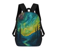 sinyumoney Northern Lights Over Forest River Sac À Dos Enfant Tendance Et Amusant, Sac À Dos Pour Garçons Et Adolescents, Sac D'école Imprimé En 3D Pour Garçons 17inch