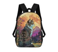 sinyumoney Norwegian Forest Cat Full Moon Sac À Dos Scolaire Imprimé En 3D Pour Garçons Et Filles, Sac À Dos Pour Ordinateur Portable Pour Enfants/étudiants/adultes 17inch