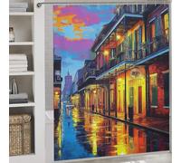 sinyumoney Nuit pluvieuse à la Nouvelle-Orléans - 2 Rideaux de Douche Anti-moisissures avec Crochets, en Tissu imperméable, pour Enfants, Femmes et Hommes, 177 x 180 cm