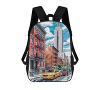 sinyumoney NYC Street Scene with Empire State Building Sacs À Dos Imprimés En 3D Pour Enfants, Sacs D'école Tendance Pour Garçons, Sacs De Voyage, Sacs Scolaires Pour Élèves Du Primaire 17inch