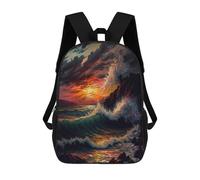 sinyumoney Ocean Storm at Sunset Sac À Dos Scolaire Imprimé En 3D, Sac À Dos Décontracté Pour Enfants, Sac D'école Imprimé En 3D Pour Garçons, Primaire Et Collège 17inch