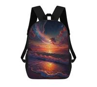 sinyumoney Ocean Sunset Serenity Sacs À Dos Tendance Imprimés En 3D 17inch Sac D'école Décontracté Pour Enfants, Garçons, Élèves Du Primaire Et Du Collège