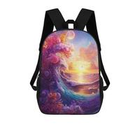 sinyumoney Ocean Sunset Wave Art 17inch Sac À Dos Scolaire Imprimé En 3D Pour Enfants, Style Décontracté Et Tendance, Idéal Pour Les Voyages Et Les Études.