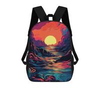 sinyumoney Ocean Sunset Waves-3 Sac À Dos Scolaire Imprimé En 3D Pour Garçons Et Filles, Sac À Dos Pour Enfants, Sac De Voyage 17inch