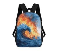 sinyumoney Ocean Wave Fire Art Print Sac À Dos Pour Garçons Et Adolescents, Sacs À Dos Pour Filles, Sacs À Dos Pour Tout-petits, Sacs À Livres Pour L'école Primaire Et Le Collège 17inch