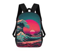 sinyumoney Ocean Wave Japan Sacs À Dos Pour Enfants, Cartables, Sacs À Dos Scolaires Imprimés En 3D, Sacs À Dos De Voyage Tendance Pour Enfants (primaire, Collège) 17inch