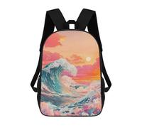 sinyumoney Ocean Wave Sunset Art Print-2 Sac À Dos Enfant, Sac À Dos Anime, Grand Sac À Dos Enfant, Sac À Dos Imprimé En 3D Pour Enfants, Cartable, Cartable Pour Garçons Et Filles 17inch
