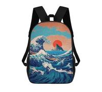 sinyumoney Ocean Waves Sunset Boat Print 17inch Sacs À Dos Scolaires Imprimés En 3D - Sacs À Dos Tendance Pour Garçons Du Primaire Et Du Collège