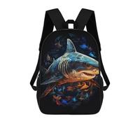 sinyumoney Oceanic Great White Shark Sac À Dos Scolaire Pour Enfants, Sac À Dos De Voyage Décontracté, Grand Sac À Dos Pour Garçons Et Filles 17inch