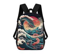sinyumoney Oceanic Serpent Rising Sac À Dos Scolaire Imprimé En 3D, Sac À Dos Tendance Pour Enfants, Sac À Dos Pour Garçons, Élèves Du Collège 17inch