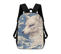 sinyumoney Oceanic Wolf Art Print Sac À Dos En Peluche À Motif Dessin Animé, Sac À Dos 3D Pour Enfants, Idée Cadeau D'anniversaire Pour Garçons Et Filles 17inch