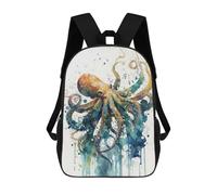 sinyumoney Octopus in Watercolor Sacs À Dos Scolaires Pour Enfants, Sac D'école Imprimé En 3D Pour Garçons, Élèves Du Primaire Et Du Collège 17inch