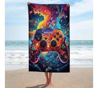 sinyumoney Odyssée du Jeu colorée - Lot de 2 Serviettes de Bain Ultra Douces, Motif Objectif, Serviette de Plage, indispensables pour la Piscine ou Le Bain, 130 cm x 80 cm