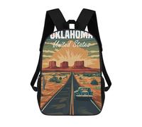 sinyumoney Oklahoma Road Trip Sac À Dos Scolaire Pour Enfants, Sac D'école Imprimé En 3D, Sac D'école Tendance Pour Garçons, Élèves Du Primaire Et Du Collège 17inch