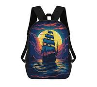 sinyumoney Old Ship Sea Pixel Art Sac À Dos Enfant, Cartable Imprimé En 3D Pour Garçons Et Adolescents 17inch