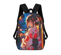 sinyumoney Onna Bugeisha Sac à dos pour enfants, cartable grande capacité pour étudiants, sac à dos pour garçons, filles, adultes et adolescents, Anime Girl in Kimono, 17"