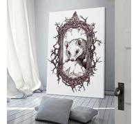 sinyumoney Opossum in A Broken Mirror Toile Murale Pour Chambre À Coucher, Salon, Chambre D'enfant, Cadeau D'anniversaire Pour Fille Ou Garçon, Art Mural Moderne 24x36inch(60x90cm)